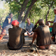 Study co-author Vanessa Hayes with Juǀ’hoansi hunters in the greater Kalahari of Namibia.